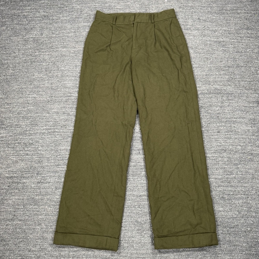 Lauren Ralph Lauren Pants Women 4 Green Lambswool Cuffed Wide Leg Pleated VTG